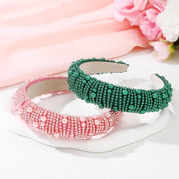 Witch Pearl Headbands Pink Green Hair Accessories Halloween Party Gift main image 4